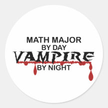 Math Major Vampire by Night Round Sticker