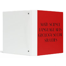 MATH SCIENCE LANGUAGE ARTS GEOLOGY SOCIAL STUUDIES VINYL BINDER