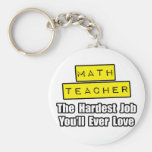 Math Teacher...Hardest Job You'll Ever Love Keychains