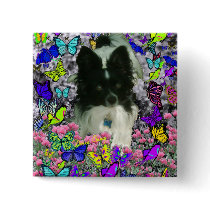 Matisse in Butterflies II - White & Black Papillon Pinback Button