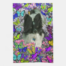 Matisse in Butterflies II - White - Black Papillon Hand Towel