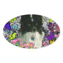 Matisse in Butterflies II - White & Black Papillon Oval Sticker