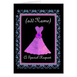 MATRON OF HONOR  Invitation PURPLE Gown Lace Trim Greeting Cards