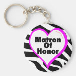 Matron Of Honour (Heart Zebra Print) Key Chain