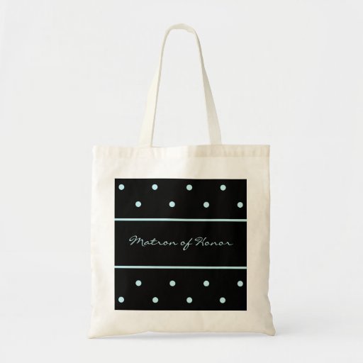 Matron of Honour Tote Bag -- Blue Dots on Black