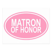 Matron of Honour Wedding Oval Pink Postcard