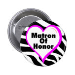 Matron Of Honour Zebra Stripes Buttons