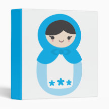 Matryoshka Doll - Sweet Blue 3 Ring Binder