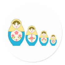 Matryoshka Russian Nesting Dolls Round Sticker
