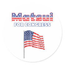 Matsui for Congress Patriotic American Flag Design Sticker