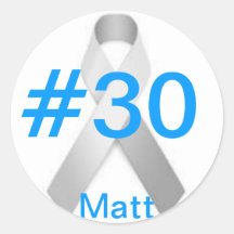Matt #30 sticker with cancer ribbon