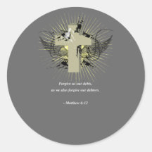 MATTHEW 6:12 Bible Verse Round Sticker