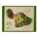 Maui, 1885, Vintage Hawaii Map Postcard