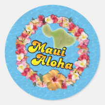 Maui Aloha Round Stickers