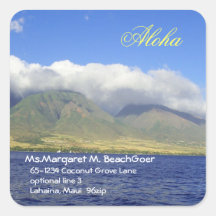 Maui Coastline View Address Label Sticker