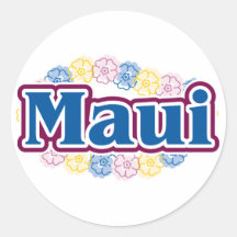 Maui flowers round stickers