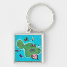 Maui Map Key Chain