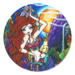 Maui Princess Mermaid Fairy Cockatoo Round Sticker