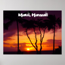Maui Sunset with Text Poster