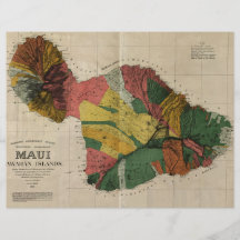 Maui - Vintage Antiquarian Hawaii Survey Map, 1885 Personalized Flyer