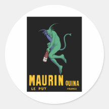 Maurin Quina - Cappiello 1906 - absinthe Apertif Adhésif Rond