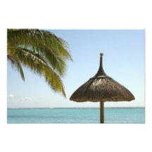 Mauritius. Idyllic beach scene with umbrella Photo