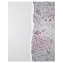 mauve and grey flower line art design full color flyer