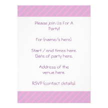Mauve and Pink Diagonal Striped Pattern. Personalized Invitation