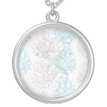 mauve aqua blue white damask pendants