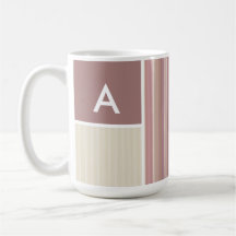 Mauve, Brown, & Green Stripes; Striped Coffee Mug