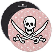 Mauve Circles Jolly Roger Pinback Button