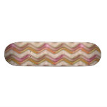 Mauve, Coral and Gold Zig Zags Skateboard Decks