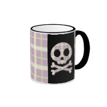Mauve Plaid Skull Coffee Mug
