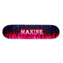 Maxine skateboard pink fire and flames design.