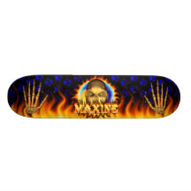 Maxine skull real fire and flames skateboard desig