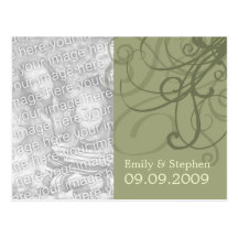 May Green Swirls • Save the Date Postcard