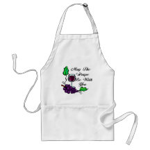 May The Grape Be With You black text Aprons