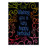 May Your Birthday Bloom Like a Rainbow Plume-Swirl Greeting Card