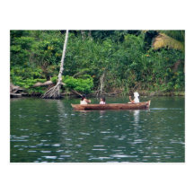 Maya Girls in Cayuco, Rio Dulce, Guatemala Post Card
