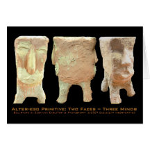 Maya-Mo'ai - of 2 faces 3 minds Greeting Cards
