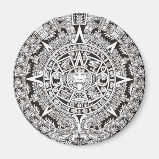 Mayan Calendar Magnet Black and White