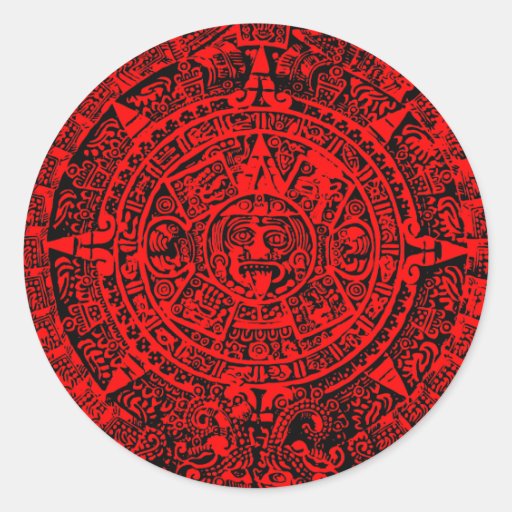 Mayan Calendar Red Sticker