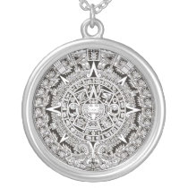 Mayan Calendar Round Charm Necklace