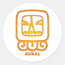 Mayan Calendar Sign - AKBAL Round Stickers