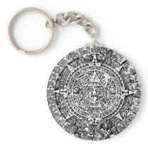 Mayan Calendar White Keychains