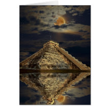 Mayan Chichen Itza Temple & Moon Greeting Card