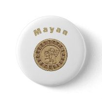 Mayan gold pinback button