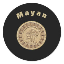 Mayan gold round stickers