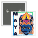 MAYAN MASK PINBACK BUTTON