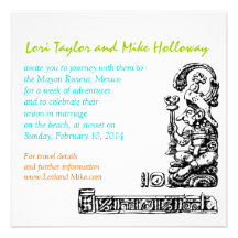 Mayan Riviera Mexico Beach Wedding Invitation